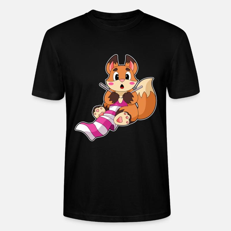 Fuchs mit Schal - Stanley/Stella Unisex Bio-T-Shirt CRAFTER - Schwarz