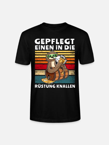 Bier Trinken Faultier Trinksprüche - Stanley/Stella Unisex Bio-T-Shirt CRAFTER - Schwarz
