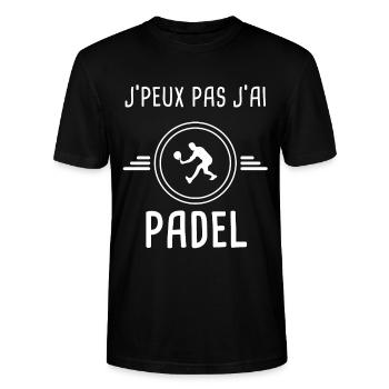padel je peux pas j'ai padel padeliste - T-shirt bio CRAFTER Stanley Stella Unisexe - noir - Devant - Alina (178cm) & Michal (187cm)