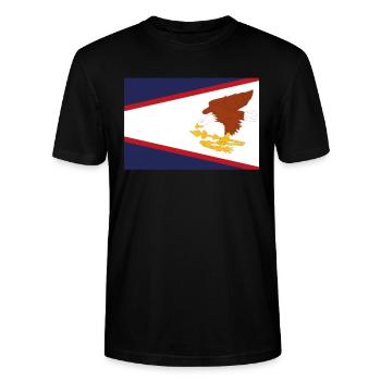Official American Samoa Flag American Country - Stanley/Stella CRAFTER Unisex Organic T-Shirt - black - Front - Alina (178cm) & Michal (187cm)