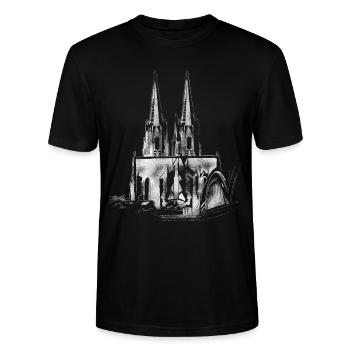 Kölner Dom Kölnerin Köln Kölsch Karneval Fasching - Stanley/Stella Unisex Bio-T-Shirt CRAFTER - Schwarz - Vorne - Alina (178cm) & Michal (187cm)