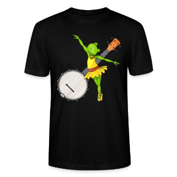 Ballett tanzender Frosch Banjo Bluegrass Musik - Stanley/Stella Unisex Bio-T-Shirt CRAFTER - Schwarz - Vorne - Alina (178cm) & Michal (187cm)