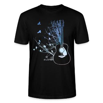 Oiseaux Guitare acoustique Nature Mélomanes - T-shirt bio CRAFTER Stanley Stella Unisexe - noir - Devant - Alina (178cm) & Michal (187cm)