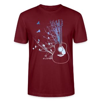 Oiseaux Guitare acoustique Nature Mélomanes - T-shirt bio CRAFTER Stanley Stella Unisexe - bordeaux - Devant - Alina (178cm) & Michal (187cm)