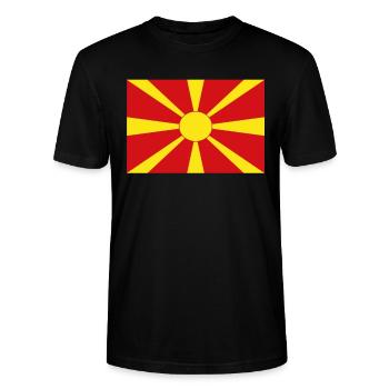 Offizielle Mazedonien-Flagge Mazedonischer Landesstolz - Stanley/Stella Unisex Bio-T-Shirt CRAFTER - Schwarz - Vorne - Alina (178cm) & Michal (187cm)