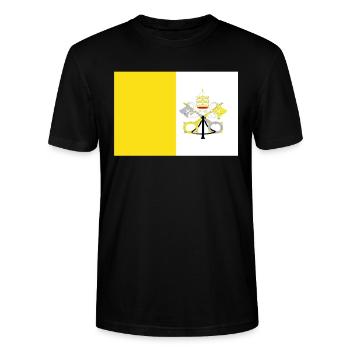 Drapeau officiel de la Cité du Vatican Fierté du pays du Vatican - T-shirt bio CRAFTER Stanley Stella Unisexe - noir - Devant - Alina (178cm) & Michal (187cm)