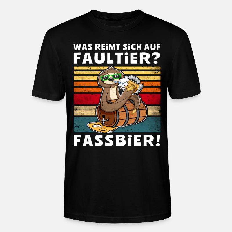 Bier Faultier Trinksprüche - Stanley/Stella Unisex Bio-T-Shirt CRAFTER - Schwarz