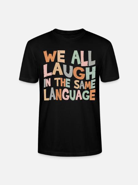 Vi griner alle på samme sprog Tolerance &Love - Stanley Stella CRAFTER unisex økologisk-T-shirt - sort