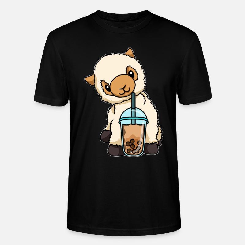 Kawaii Bubble Tea Lama - Stanley/Stella Unisex Bio-T-Shirt CRAFTER - Schwarz
