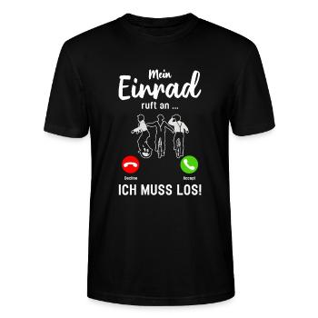 Einrad Ruft an Einradfahrer Smartphone - Stanley/Stella Unisex Bio-T-Shirt CRAFTER - Schwarz - Vorne - Alina (178cm) & Michal (187cm)