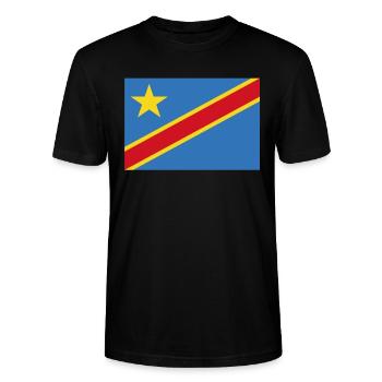Offizielle Flagge der Demokratischen Republik Kongo - Stanley/Stella Unisex Bio-T-Shirt CRAFTER - Schwarz - Vorne - Alina (178cm) & Michal (187cm)