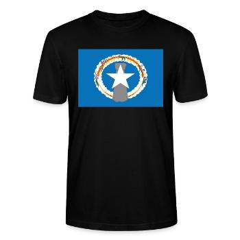Official Northern Mariana Islands Flag Marianan - Stanley/Stella CRAFTER Unisex Organic T-Shirt - black - Front - Alina (178cm) & Michal (187cm)