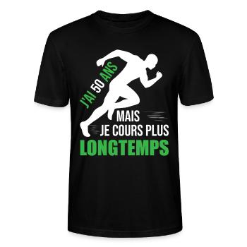 Running Cadeau Anniversaire 50 Ans Humour Coureur - T-shirt bio CRAFTER Stanley Stella Unisexe - noir - Devant - Alina (178cm) & Michal (187cm)