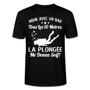 La Plongée Me Donne Soif Mer Cadeau Plongeur Apnée - T-shirt bio CRAFTER Stanley Stella Unisexe - noir - Devant - Alina (178cm) & Michal (187cm)