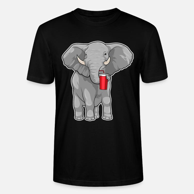 Elephant Drinking Cup - Stanley/Stella CRAFTER Unisex Organic T-Shirt - black