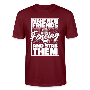 Fencing Fencer - Stanley/Stella CRAFTER Unisex Organic T-Shirt - burgundy - Front - Alina (178cm) & Michal (187cm)