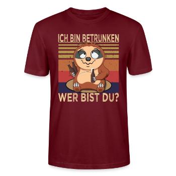 Biertrinker - Männerabend - Saufen - Stanley/Stella Unisex Bio-T-Shirt CRAFTER - Burgunderrot - Vorne - Alina (178cm) & Michal (187cm)