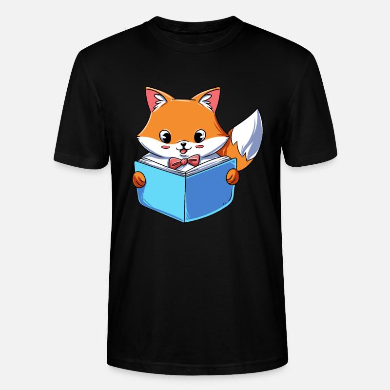 Fox lit un livre - T-shirt bio CRAFTER Stanley Stella Unisexe - noir
