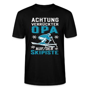 Lustiger Ski Opa Skifahrer Skier Spruch - Stanley/Stella Unisex Bio-T-Shirt CRAFTER - Schwarz - Vorne - Alina (178cm) & Michal (187cm)