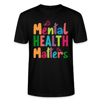 Mental Health Matters Brise la stigmatisation - T-shirt bio CRAFTER Stanley Stella Unisexe - noir - Devant - Alina (178cm) & Michal (187cm)