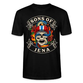 Jena Biker Geschenk fils de Jena Heimat - T-shirt bio CRAFTER Stanley Stella Unisexe - noir - Devant - Alina (178cm) & Michal (187cm)