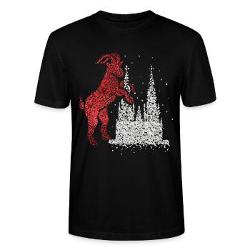 Kölner Dom Köln Rot Weiß Kölle Karneval Konfetti - Stanley/Stella Unisex Bio-T-Shirt CRAFTER - Schwarz - Vorne - Alina (178cm) & Michal (187cm)