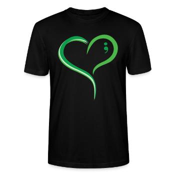 Mnenal Health Green Heart Comma : Répandre l’amour et - T-shirt bio CRAFTER Stanley Stella Unisexe - noir - Devant - Alina (178cm) & Michal (187cm)