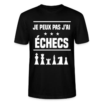 je peux pas j'ai échecs humour échec - T-shirt bio CRAFTER Stanley Stella Unisexe - noir - Devant - Alina (178cm) & Michal (187cm)