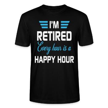 I'm Retired Every Hour Is A Happy Hour Retirement - Stanley/Stella CRAFTER Unisex Organic T-Shirt - black - Front - Alina (178cm) & Michal (187cm)