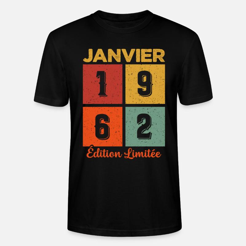 Janvier 1962 Édition limitée - T-shirt bio CRAFTER Stanley Stella Unisexe - noir