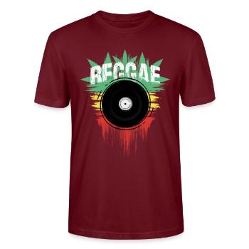 Musique Reggae Vinyle et Couleurs Vert Jaune Rouge - T-shirt bio CRAFTER Stanley Stella Unisexe - bordeaux - Devant - Alina (178cm) & Michal (187cm)