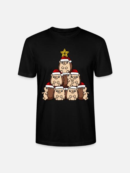Hedgehog Christmas Tree - Stanley/Stella CRAFTER Unisex Organic T-Shirt - black