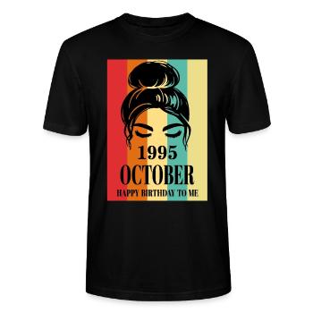 Octobre 1995 Joyeux anniversaire à moi - T-shirt bio CRAFTER Stanley Stella Unisexe - noir - Devant - Alina (178cm) & Michal (187cm)