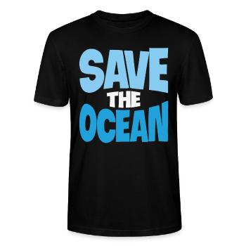 Save The Ocean Aquatic Life Quotes - Stanley/Stella CRAFTER Unisex Organic T-Shirt - black - Front - Alina (178cm) & Michal (187cm)