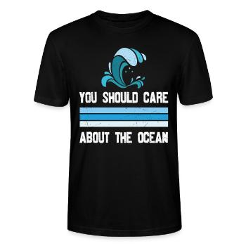 Vous devriez vous soucier de la vie aquatique de l’océan - T-shirt bio CRAFTER Stanley Stella Unisexe - noir - Devant - Alina (178cm) & Michal (187cm)