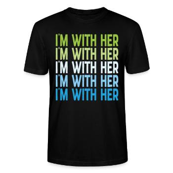 Je suis avec ses citations à l’appui - T-shirt bio CRAFTER Stanley Stella Unisexe - noir - Devant - Alina (178cm) & Michal (187cm)