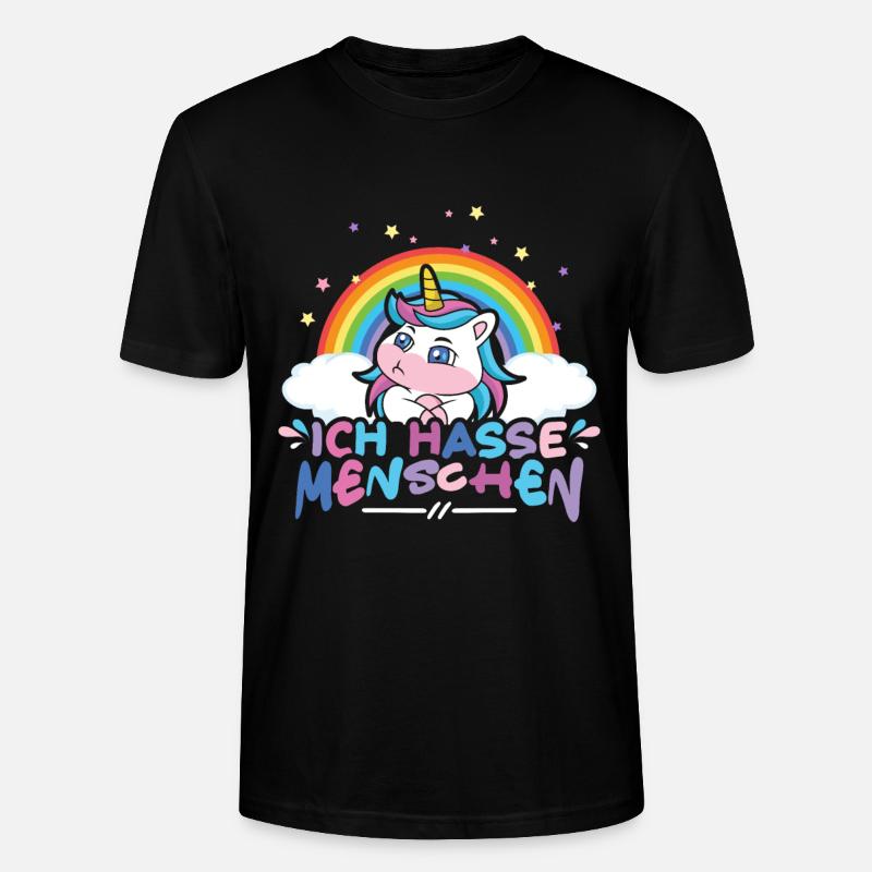 Ich hasse Menschen Einhorn - Stanley/Stella Unisex Bio-T-Shirt CRAFTER - Schwarz