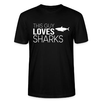 Type Shark Saying - Stanley/Stella CRAFTER Unisex Organic T-Shirt - black - Front - Alina (178cm) & Michal (187cm)