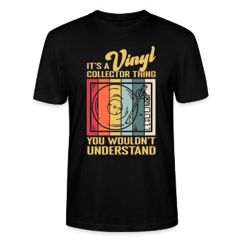 Vinyl Retro Schallplatten Sammler - Stanley/Stella Unisex Bio-T-Shirt CRAFTER - Schwarz - Vorne - Alina (178cm) & Michal (187cm)