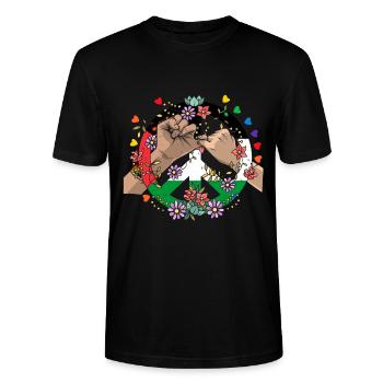 Palestine Tshirt Men Children Women Palestine - Stanley/Stella CRAFTER Unisex Organic T-Shirt - black - Front - Alina (178cm) & Michal (187cm)