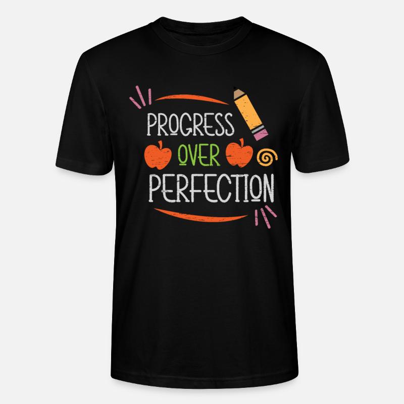 Progress Over Perfection University Students - Stanley/Stella CRAFTER Unisex Organic T-Shirt - black