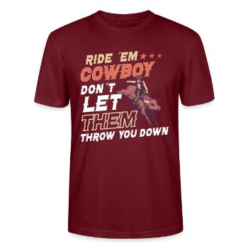 Rodeo Bull Riding Livestock Show Bovins fermiers - T-shirt bio CRAFTER Stanley Stella Unisexe - bordeaux - Devant - Alina (178cm) & Michal (187cm)