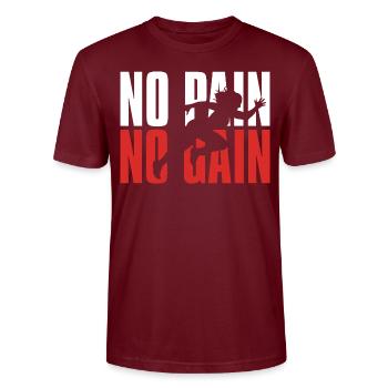 No Pain No Gain - Stanley/Stella CRAFTER Unisex Organic T-Shirt - burgundy - Front - Alina (178cm) & Michal (187cm)