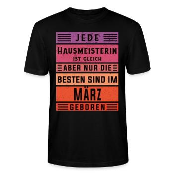 Hauswirt Geburtstag März geboren Hausmeisterin - Stanley/Stella Unisex Bio-T-Shirt CRAFTER - Schwarz - Vorne - Alina (178cm) & Michal (187cm)