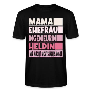 Ingenieurin Mama Ehefrau Heldin - Stanley/Stella Unisex Bio-T-Shirt CRAFTER - Schwarz - Vorne - Alina (178cm) & Michal (187cm)
