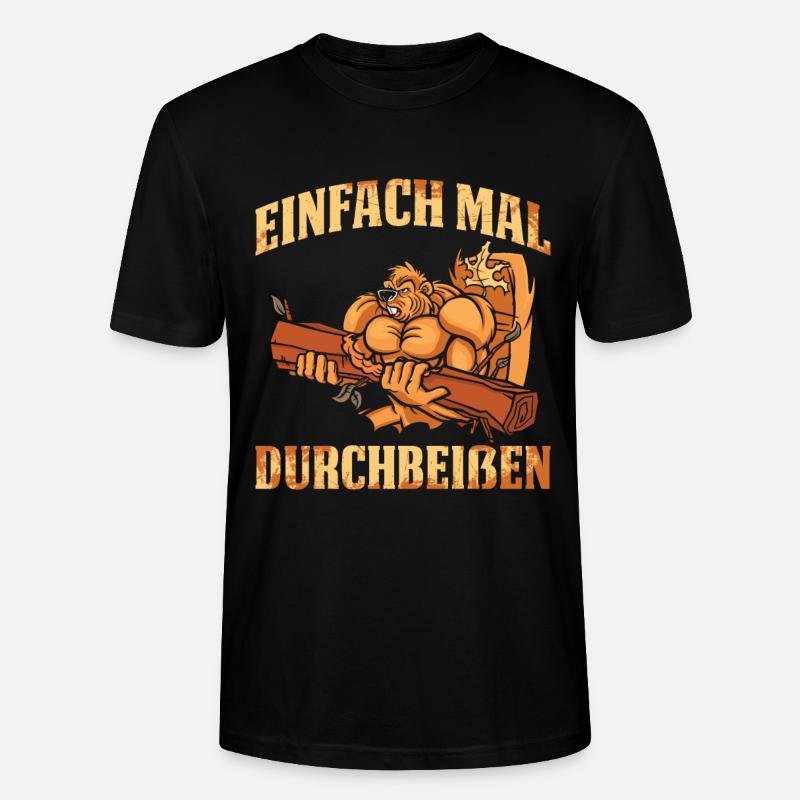 Einfach Mal Durchbeißen Biber Geschenk - Stanley/Stella Unisex Bio-T-Shirt CRAFTER - Schwarz
