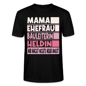 Bauleiterin Mama Ehefrau Heldin - Stanley/Stella Unisex Bio-T-Shirt CRAFTER - Schwarz - Vorne - Alina (178cm) & Michal (187cm)