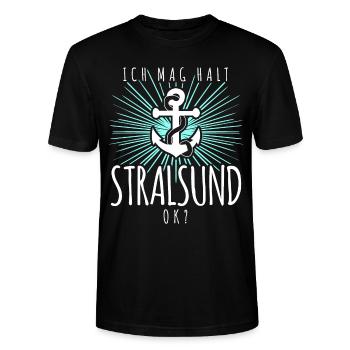 Stralsunder Ich mag Stralsund - Stanley/Stella Unisex Bio-T-Shirt CRAFTER - Schwarz - Vorne - Alina (178cm) & Michal (187cm)