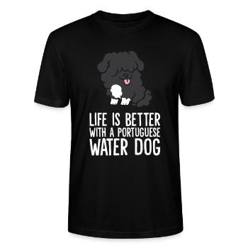 Life Is Better With A Portuguese Water Dog - Stanley/Stella CRAFTER Unisex Organic T-Shirt - black - Front - Alina (178cm) & Michal (187cm)