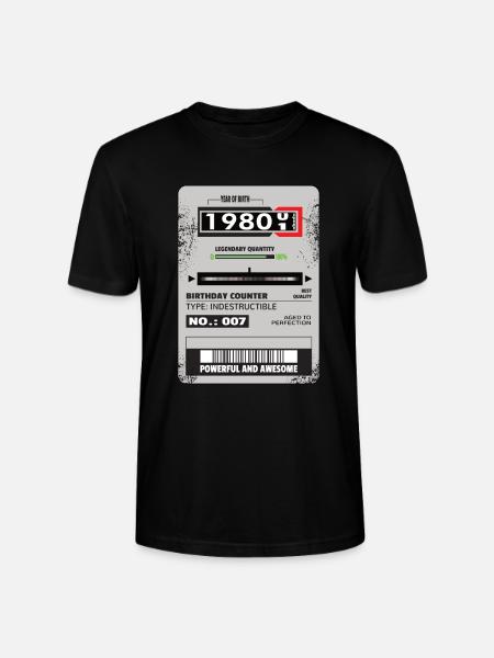 Three-phase meter birthday 1980 gift - Stanley/Stella CRAFTER Unisex Organic T-Shirt - black